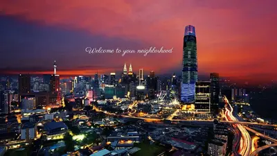 a view of a city at night with at Modern Suites 3Beds at Continew, TRX KLCC view, Next to IKEA in Kuala Lumpur