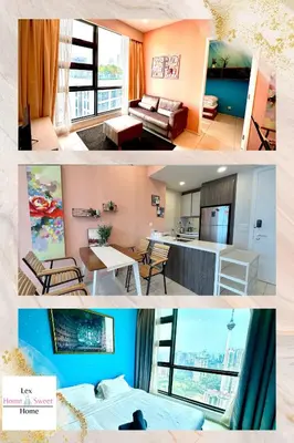 a collage of photos of a living room and a bedroom at The Robertson 2B at Bukit Bintang with Netflix,trx,klcc,pavilion,lalaport in Kuala Lumpur