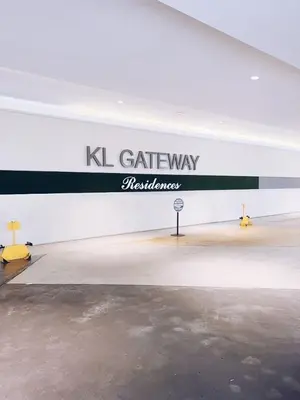 a white room with a kl gate way sign on the wall at Connected train 3 Bedrooms - ABOVE KLGATEWAY MALL 14 in Kuala Lumpur