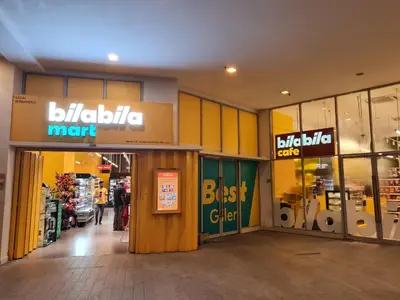 a shopping mall with a biltiba mart sign on the front at Regalia skypool 969 in Kuala Lumpur
