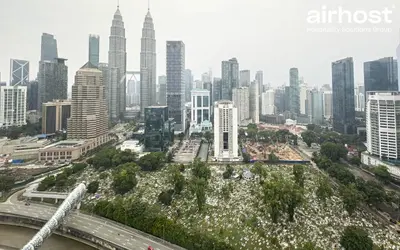 an aerial view of a city with tall buildings at Legasi Kampung Baru by Airhost in Kuala Lumpur