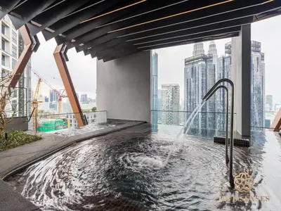 a hot tub on the floor of a building at Scarletz Suites Kuala Lumpur, Five Senses in Kuala Lumpur