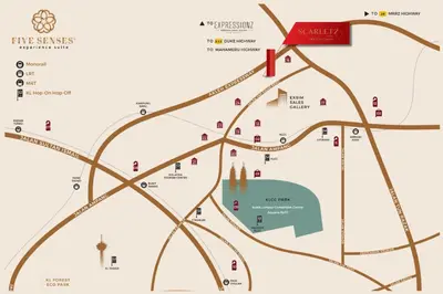 a map of the city of singapore at Scarletz Suites Kuala Lumpur, Five Senses in Kuala Lumpur