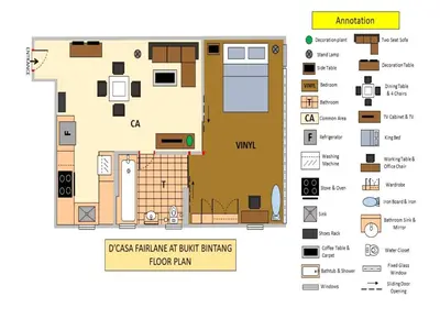 a floor plan of a house with essential elements at D'CASA Fairlane 