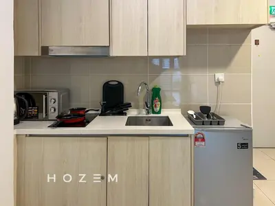 a kitchen with a sink and a refrigerator at SBR2B Hozem KL1305 Apartment Old Klang Road in Kuala Lumpur