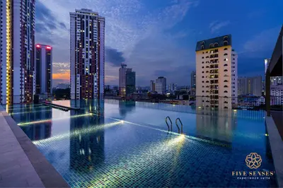 a swimming pool on the roof of a building at Chambers Residence Kuala Lumpur by Roam in Kuala Lumpur