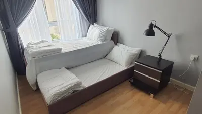 a small bed in a room with a window at Homestay Jalan Tun Razak walking distance IJN, HKL, MRT Raja Uda, PUSRAWI, KPJ, PERKESO, Istana Budaya Гостевой дом Куала-Лумпур โฮมสเตย์ กัวลาลัมเปอร์ in Kuala Lumpur