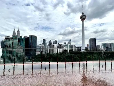 a view of a city with the space needle at #23 KL towel view twin bed suites @ infinity pool in Kuala Lumpur