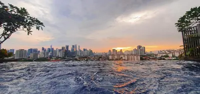 a view of a city skyline from a hot tub at Studio near KLCC and LRT with superb view in Kuala Lumpur