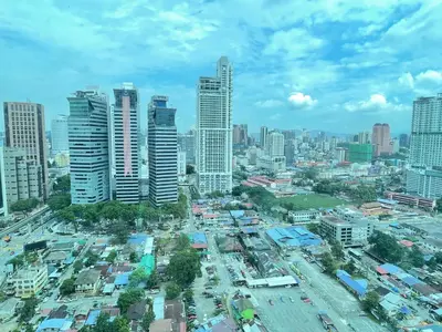 an aerial view of a city with tall buildings at Mercu Summer Suite KLCC by Minshuku in Kuala Lumpur