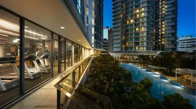 a view of a building with a swimming pool at S37- Bukit Bintang 3 Bedroom Suite with Netflix Robertson in Kuala Lumpur