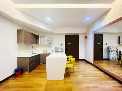 a kitchen and dining room with a table and chairs at Awesomestay Apartment walk to PWTC near to KLCC in Kuala Lumpur