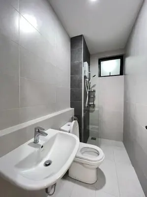 a white bathroom with a sink and a toilet at Lavile A-Z Property Management Service @ welcome pm for more info in Kuala Lumpur