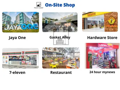 a collage of pictures of different stores at Pacific Homestay Petaling Jaya @ 1 Utama and Universiti Malaya in Petaling Jaya