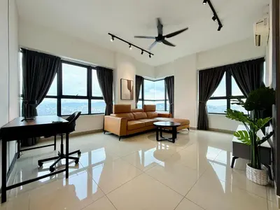 a living room with a piano and a couch at Arte Plus Ampang By The Relaxstay in Kuala Lumpur